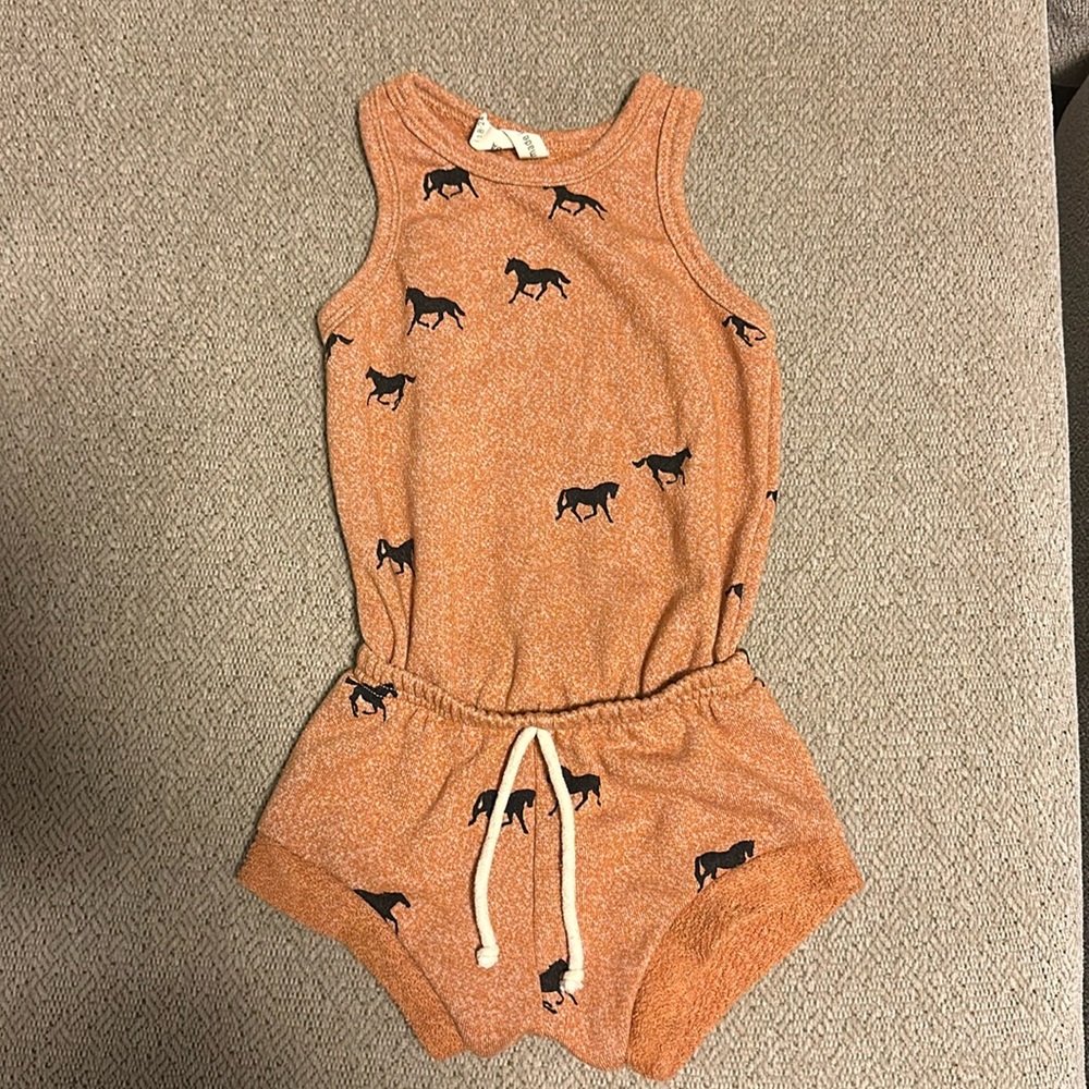 Little wedgies horse print shortie tank romper size 18-24 months